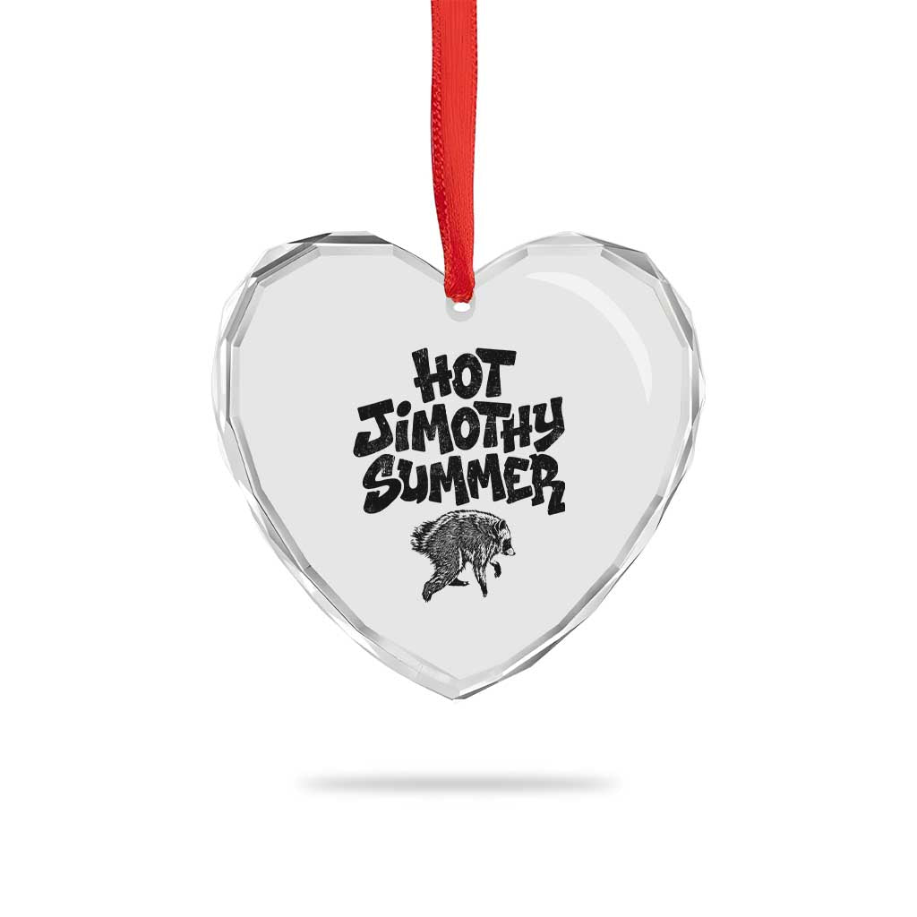 Hot Jimothy Summer Funny Viral Seattle Raccoon Graphic Heart Crystal Glass Ornament Viral Trash Panda Meme