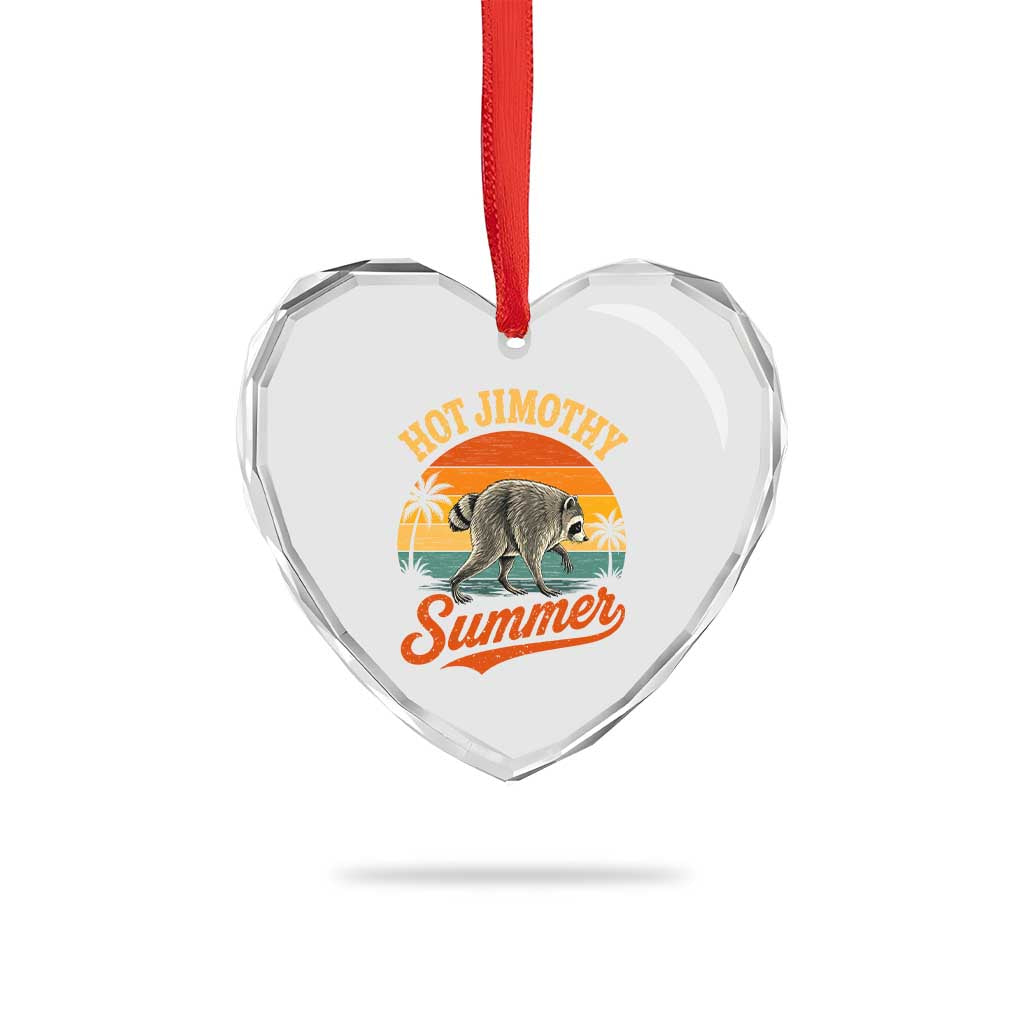 Hot Jimothy Summer Retro Sunset Beach Graphic Heart Crystal Glass Ornament Funny Viral Seattle Raccoon Meme