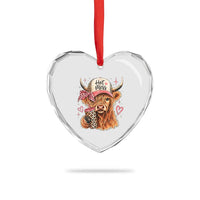 Hot Mess Highland Cow Pink Leopard Coquette Heart Crystal Glass Ornament Cute Western Country Mom Life