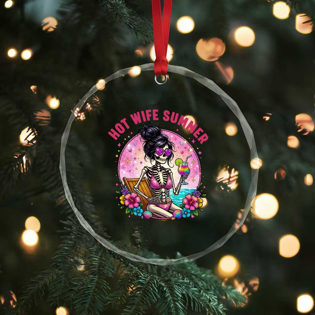 Hot Wife Summer Crystal Glass Ornament Funny Newlywed Skeleton
