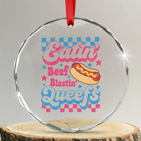 Hotdog Eatin Beef Blastin Queefs Inappropriate Crystal Glass Ornament Retro Groovy Hotdog Meme Funny Cringe Offensive Humor
