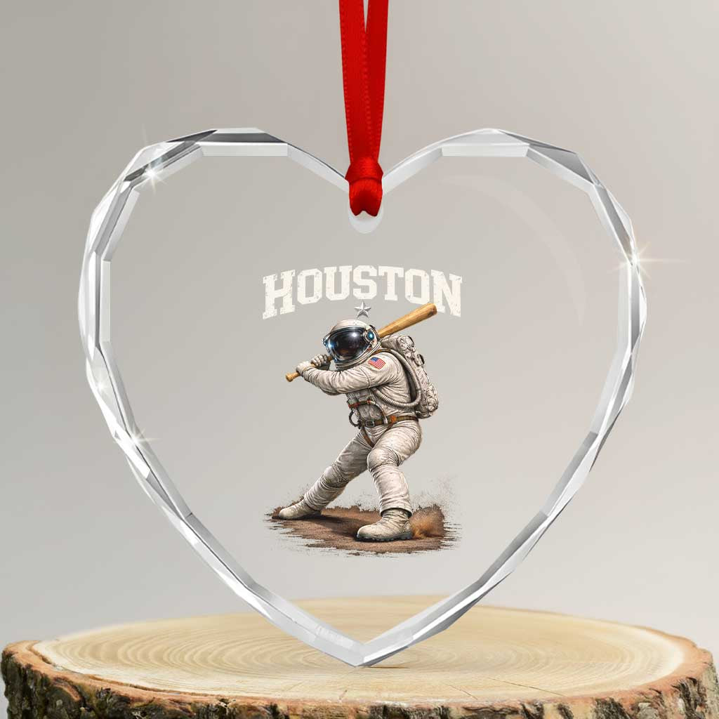 Houston Astronaut Baseball Player Heart Crystal Glass Ornament Clutch City