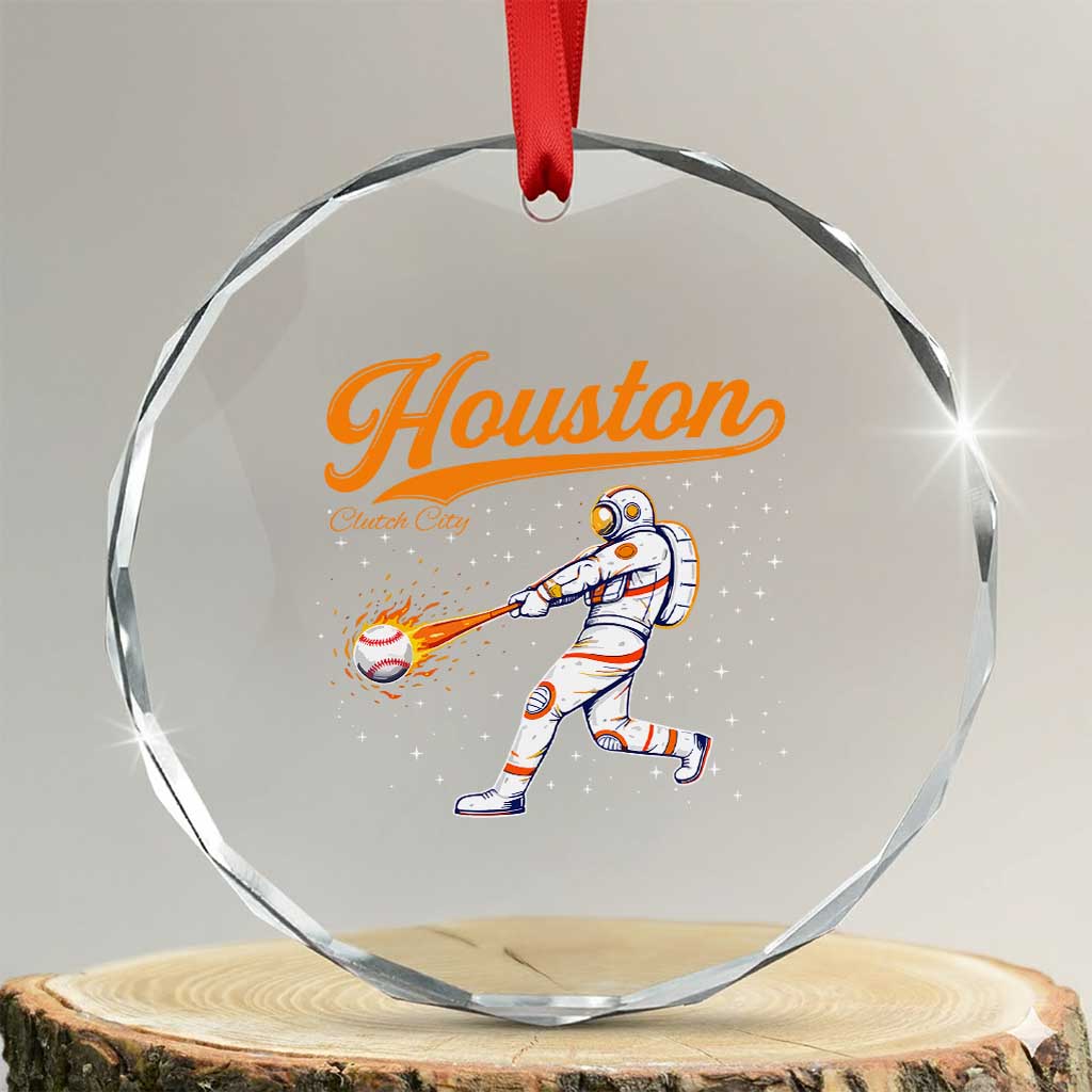 Houston Clutch City Crystal Glass Ornament Astronaut Baseball Player In Space