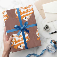Houston Clutch City Wrapping Paper Roll Baseball Heart Varsity Script Vintage Sports Fans