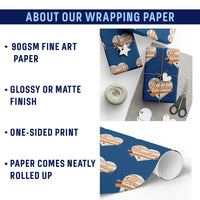 Houston Clutch City Wrapping Paper Roll Baseball Heart Varsity Script Vintage Sports Fans