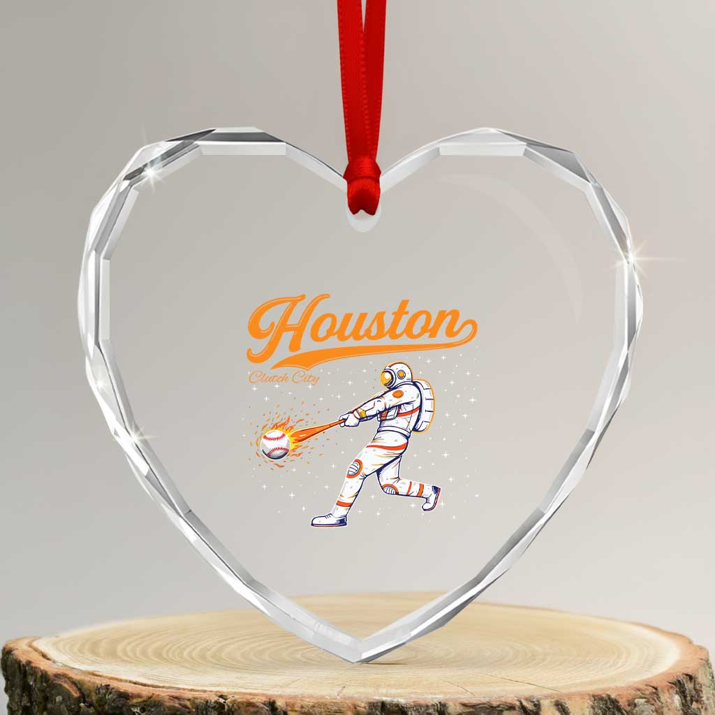 Houston Clutch City Heart Crystal Glass Ornament Astronaut Baseball Player In Space
