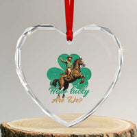 How Lucky Are We Heart Crystal Glass Ornament Cowboy Western Irish St Patrick's Day