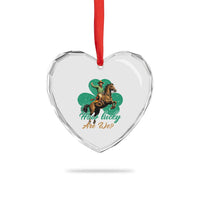How Lucky Are We Heart Crystal Glass Ornament Cowboy Western Irish St Patrick's Day