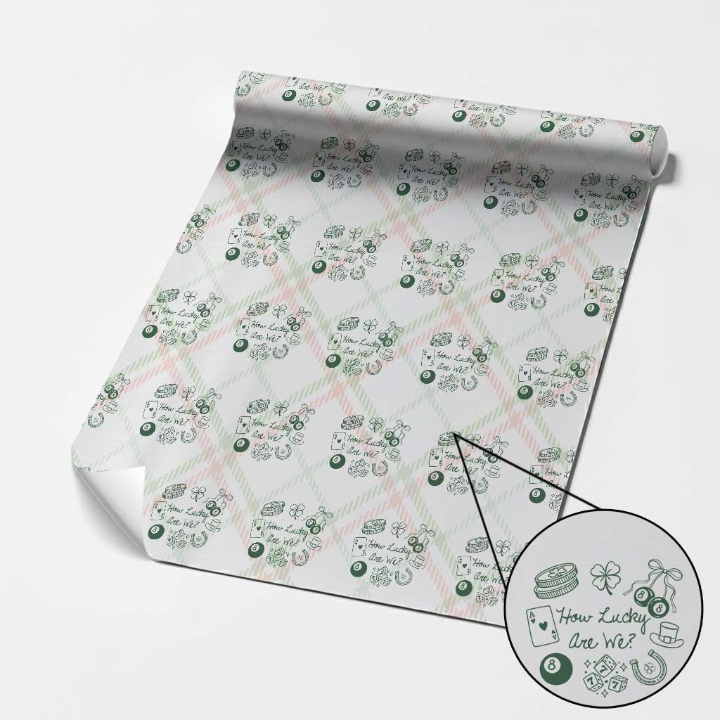 How Lucky Are We Wrapping Paper Roll Irish Shamrock Horseshoe St Patricks Day