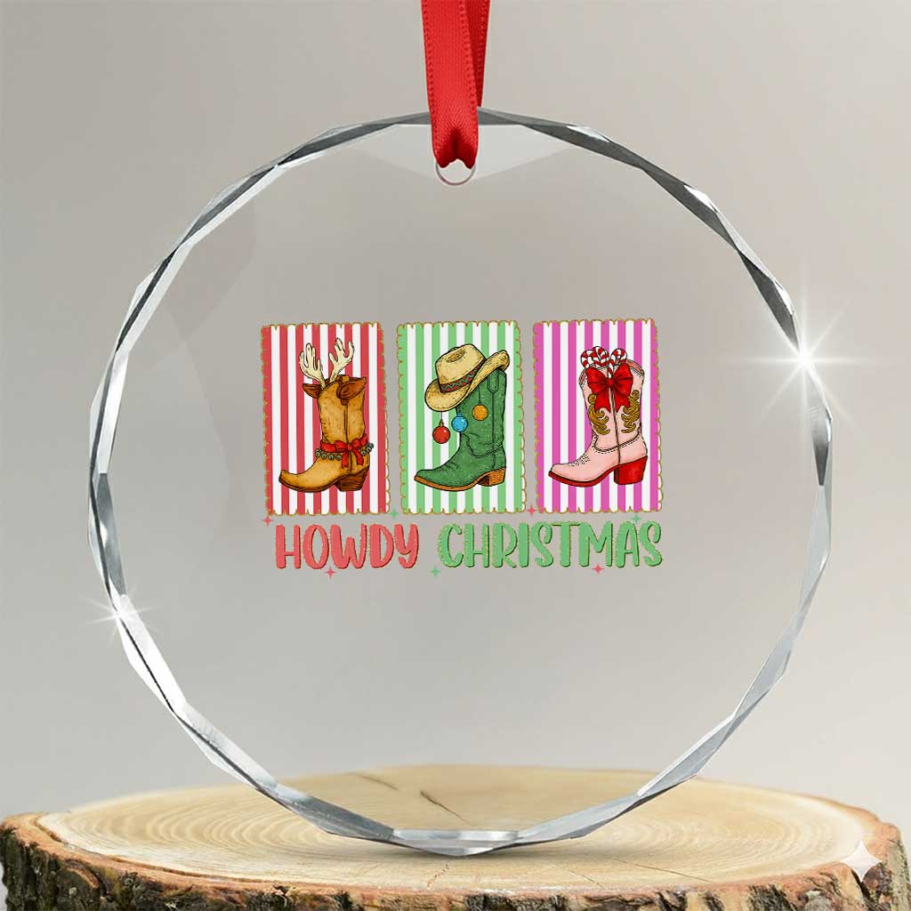 Howdy Christmas Cowboy Boots Western Pride Crystal Glass Ornament - Wonder Print Shop