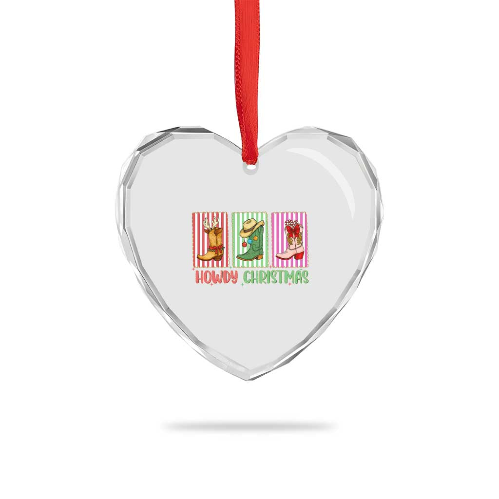 Howdy Christmas Cowboy Boots Western Pride Heart Crystal Glass Ornament - Wonder Print Shop