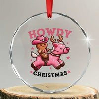 Howdy Christmas Crystal Glass Ornament Funny Gingerbread Cowboy Riding Reindeer Gift For Girl - Wonder Print Shop