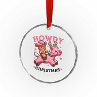Howdy Christmas Crystal Glass Ornament Funny Gingerbread Cowboy Riding Reindeer Gift For Girl - Wonder Print Shop