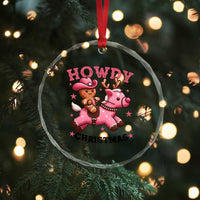 Howdy Christmas Crystal Glass Ornament Funny Gingerbread Cowboy Riding Reindeer Gift For Girl - Wonder Print Shop