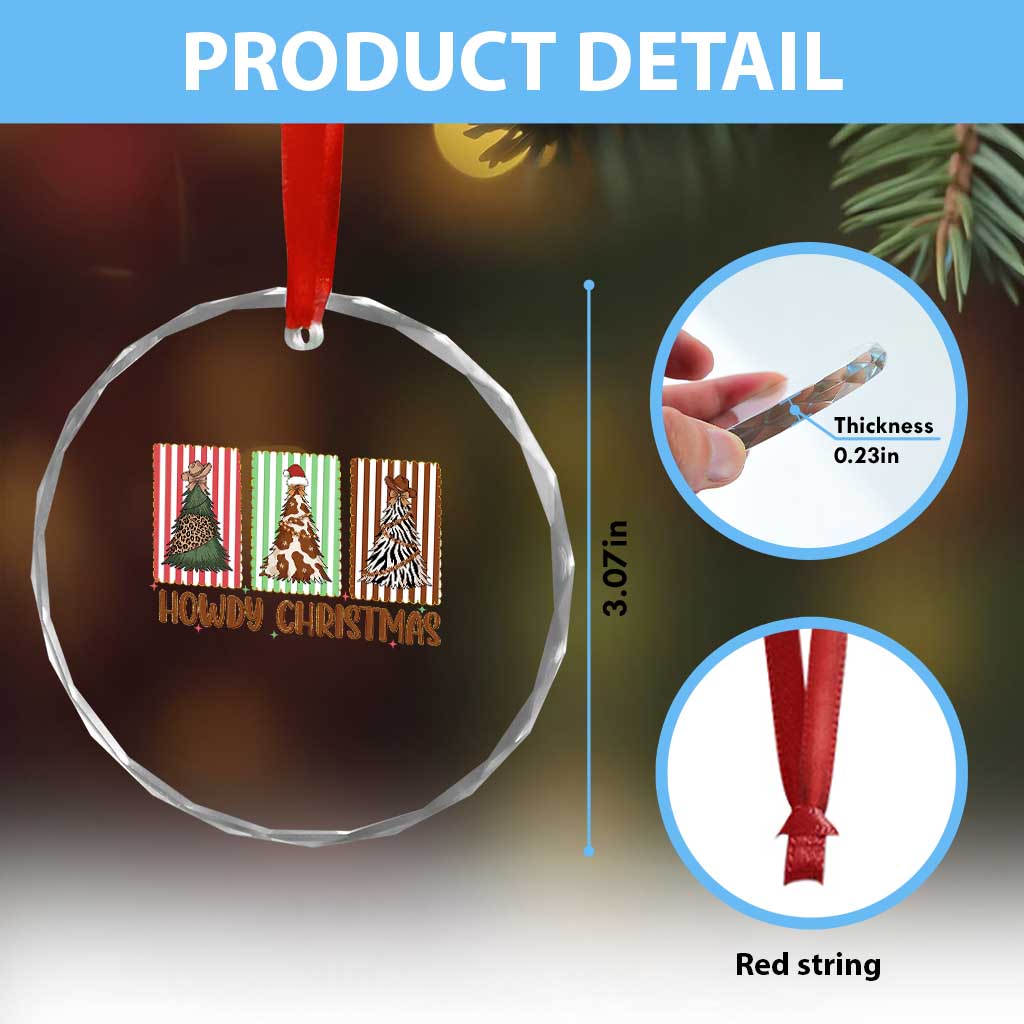 Howdy Christmas Crystal Glass Ornament Funny Western Xmas Tree Rodeo Fan Gift - Wonder Print Shop