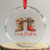 Howdy Christmas Crystal Glass Ornament Western Cowboy Boots Country - Wonder Print Shop