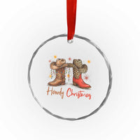 Howdy Christmas Crystal Glass Ornament Western Cowboy Boots Country - Wonder Print Shop