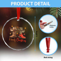 Howdy Christmas Crystal Glass Ornament Western Cowboy Boots Country - Wonder Print Shop