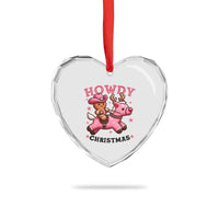 Howdy Christmas Heart Crystal Glass Ornament Funny Gingerbread Cowboy Riding Reindeer Gift For Girl - Wonder Print Shop