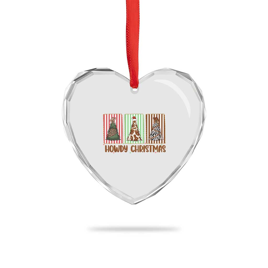 Howdy Christmas Heart Crystal Glass Ornament Funny Western Xmas Tree Rodeo Fan Gift - Wonder Print Shop