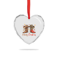 Howdy Christmas Heart Crystal Glass Ornament Western Cowboy Boots Country - Wonder Print Shop
