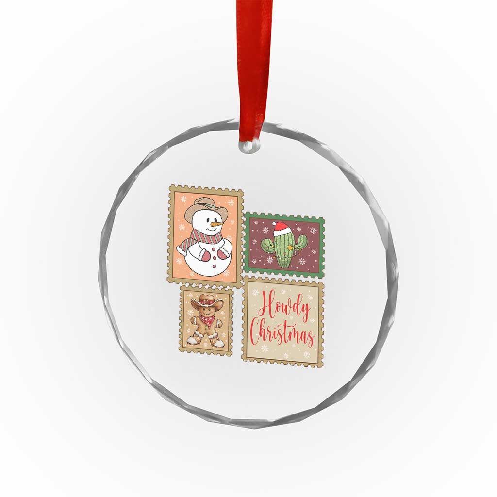 Howdy Christmas Postage Stamp Crystal Glass Ornament Western Life Holiday Gift - Wonder Print Shop