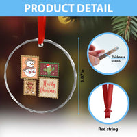 Howdy Christmas Postage Stamp Crystal Glass Ornament Western Life Holiday Gift - Wonder Print Shop