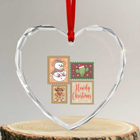 Howdy Christmas Postage Stamp Heart Crystal Glass Ornament Western Life Holiday Gift - Wonder Print Shop