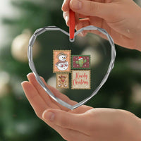 Howdy Christmas Postage Stamp Heart Crystal Glass Ornament Western Life Holiday Gift - Wonder Print Shop