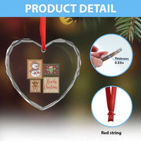 Howdy Christmas Postage Stamp Heart Crystal Glass Ornament Western Life Holiday Gift - Wonder Print Shop