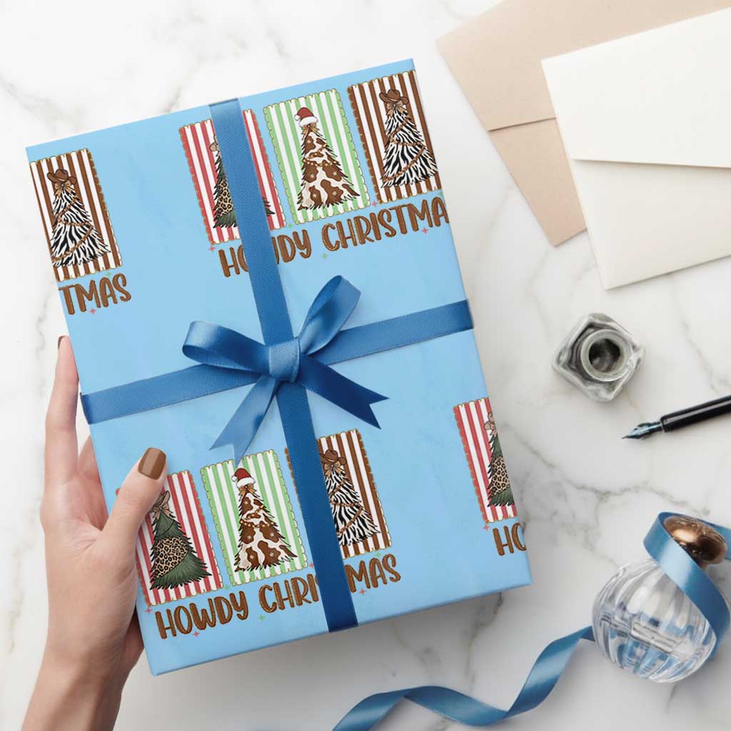 Howdy Christmas Wrapping Paper Roll Funny Western Xmas Tree Rodeo Fan Gift - Wonder Print Shop