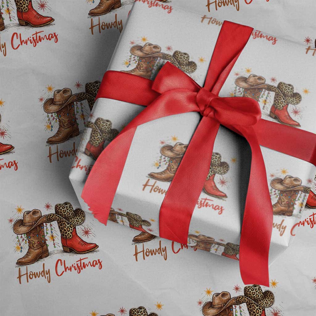 Howdy Christmas Wrapping Paper Roll Western Cowboy Boots Country - Wonder Print Shop