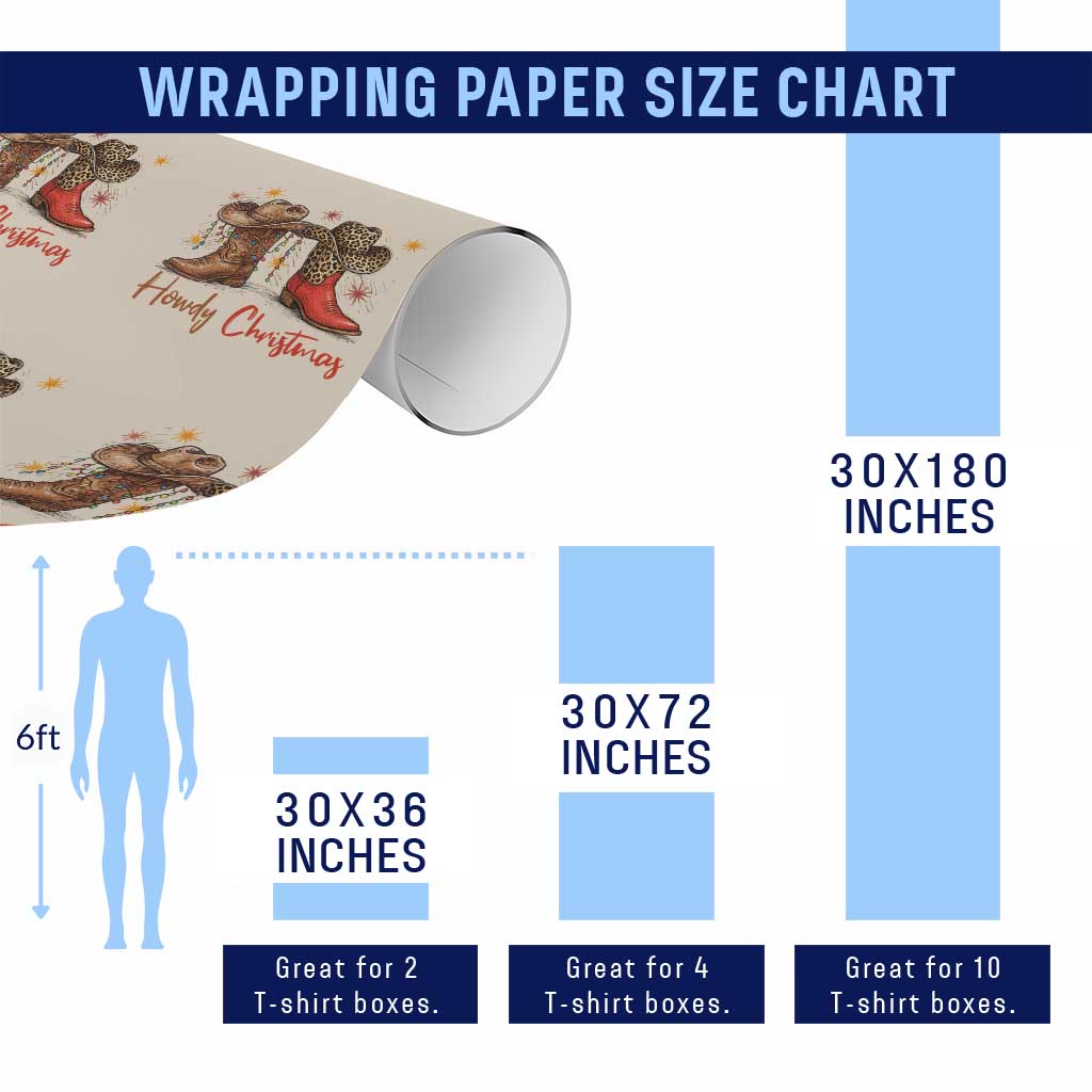 Howdy Christmas Wrapping Paper Roll Western Cowboy Boots Country - Wonder Print Shop