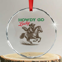 Howdy Go Lucky Crystal Glass Ornament Cowboy Raccoon St Patrick's Day