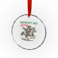 Howdy Go Lucky Crystal Glass Ornament Cowboy Raccoon St Patrick's Day