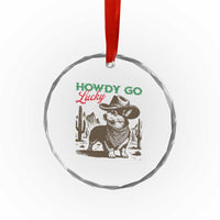 Howdy Go Lucky Crystal Glass Ornament Funny Corgi St Patrick's Day