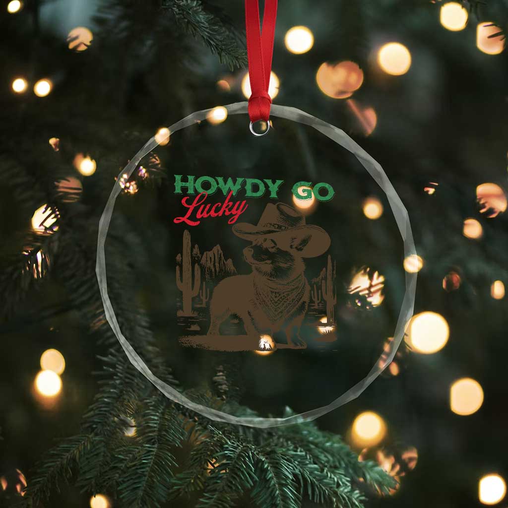 Howdy Go Lucky Crystal Glass Ornament Funny Corgi St Patrick's Day