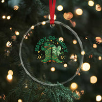 Howdy Go Lucky Crystal Glass Ornament Green Cowboy Boots St Patrick's Day