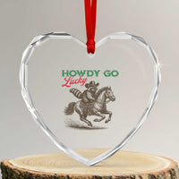 Howdy Go Lucky Heart Crystal Glass Ornament Cowboy Raccoon St Patrick's Day