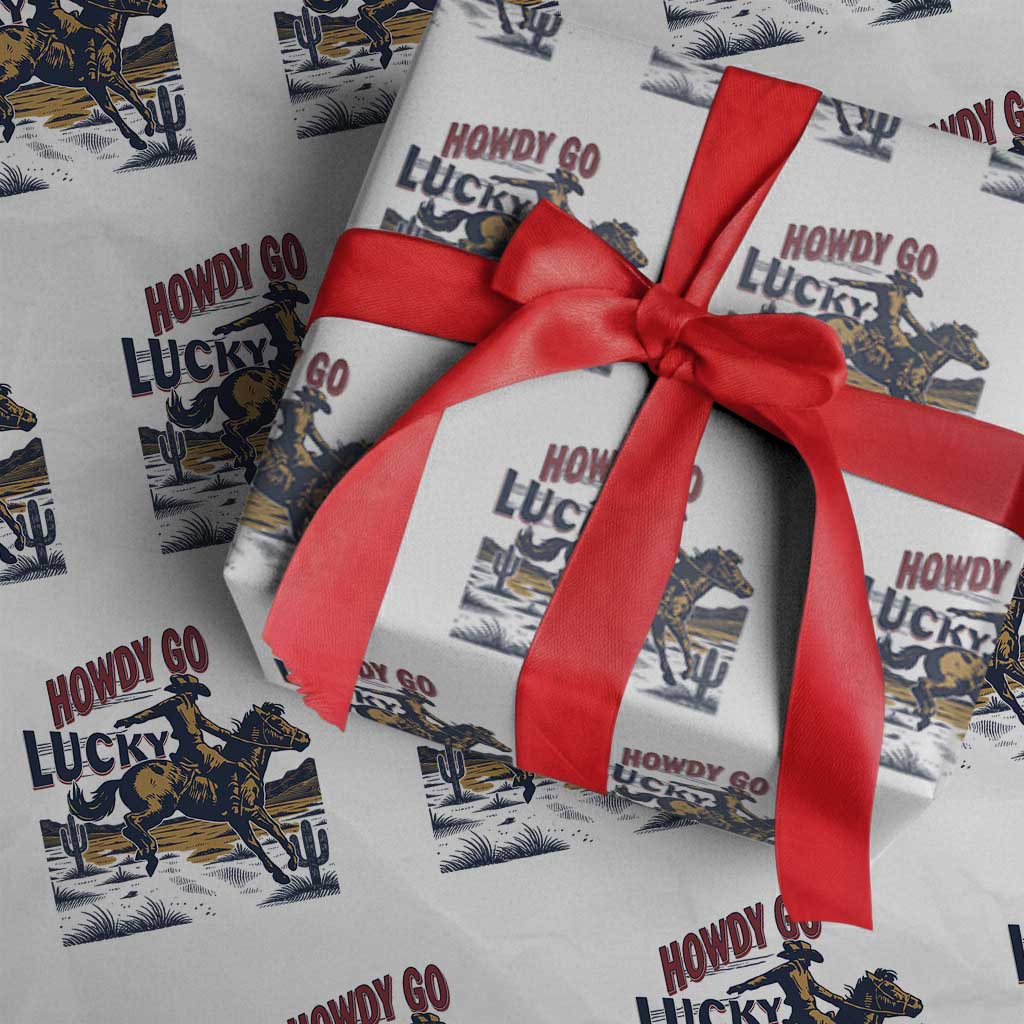Howdy Go Lucky Wrapping Paper Roll Funny Cowboy St Patrick's Day