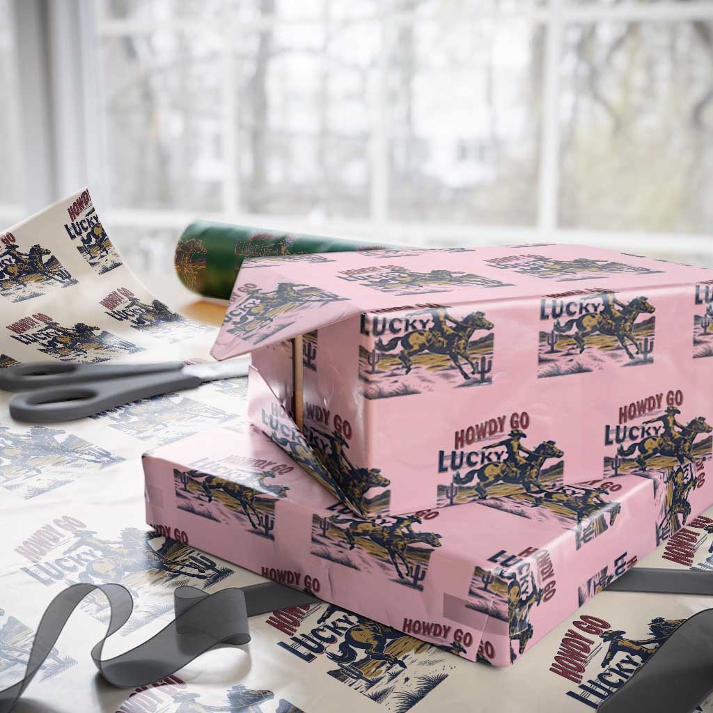 Howdy Go Lucky Wrapping Paper Roll Funny Cowboy St Patrick's Day