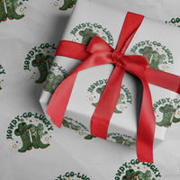 Howdy Go Lucky Wrapping Paper Roll Green Cowboy Boots St Patrick's Day
