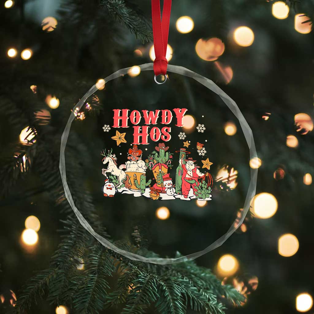 Howdy Hos Cowboy Vintage Western Xmas Crystal Glass Ornament TS09