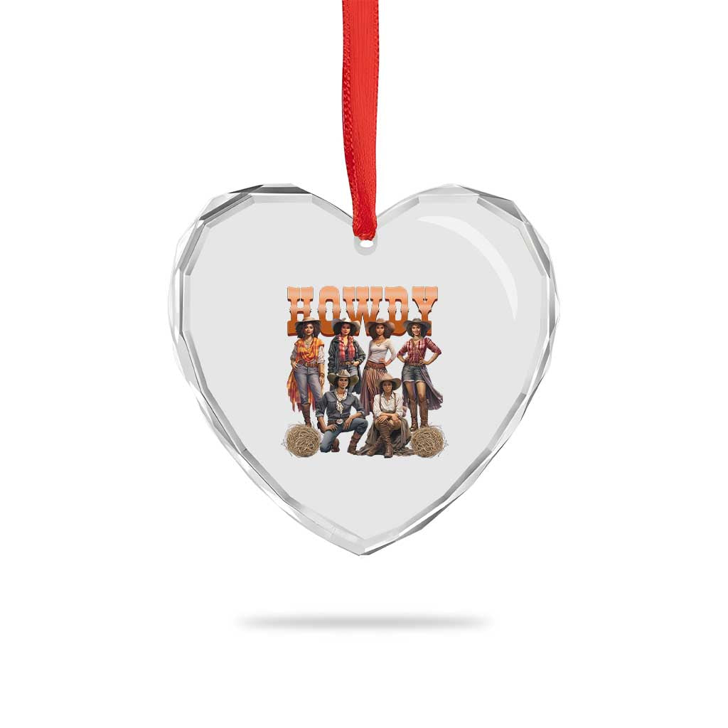 Howdy Melanin Cowgirl Heart Crystal Glass Ornament Black History Western Rodeo Texas - Wonder Print Shop