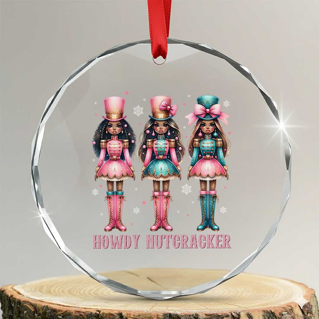 Howdy Nutcracker Cowgirl Christmas Western Country Crystal Glass Ornament - Wonder Print Shop