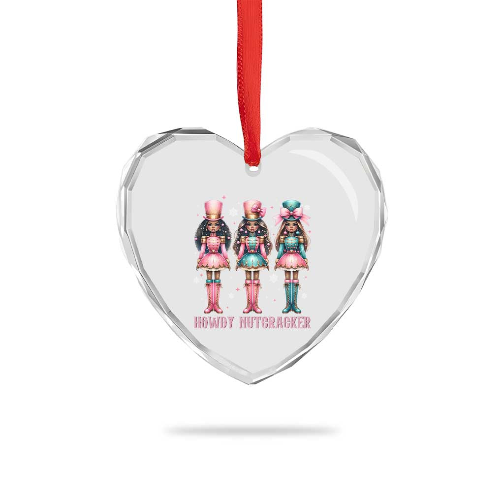 Howdy Nutcracker Cowgirl Christmas Western Country Heart Crystal Glass Ornament - Wonder Print Shop