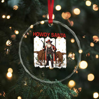 Howdy Santa Merry Christmas Y'all Crystal Glass Ornament Funny Western Bull Riding - Wonder Print Shop