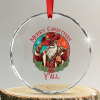 Howdy Santa Merry Christmas Y'all Crystal Glass Ornament Funny Western Holiday Gift - Wonder Print Shop