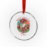 Howdy Santa Merry Christmas Y'all Crystal Glass Ornament Funny Western Holiday Gift - Wonder Print Shop
