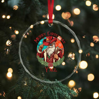 Howdy Santa Merry Christmas Y'all Crystal Glass Ornament Funny Western Holiday Gift - Wonder Print Shop
